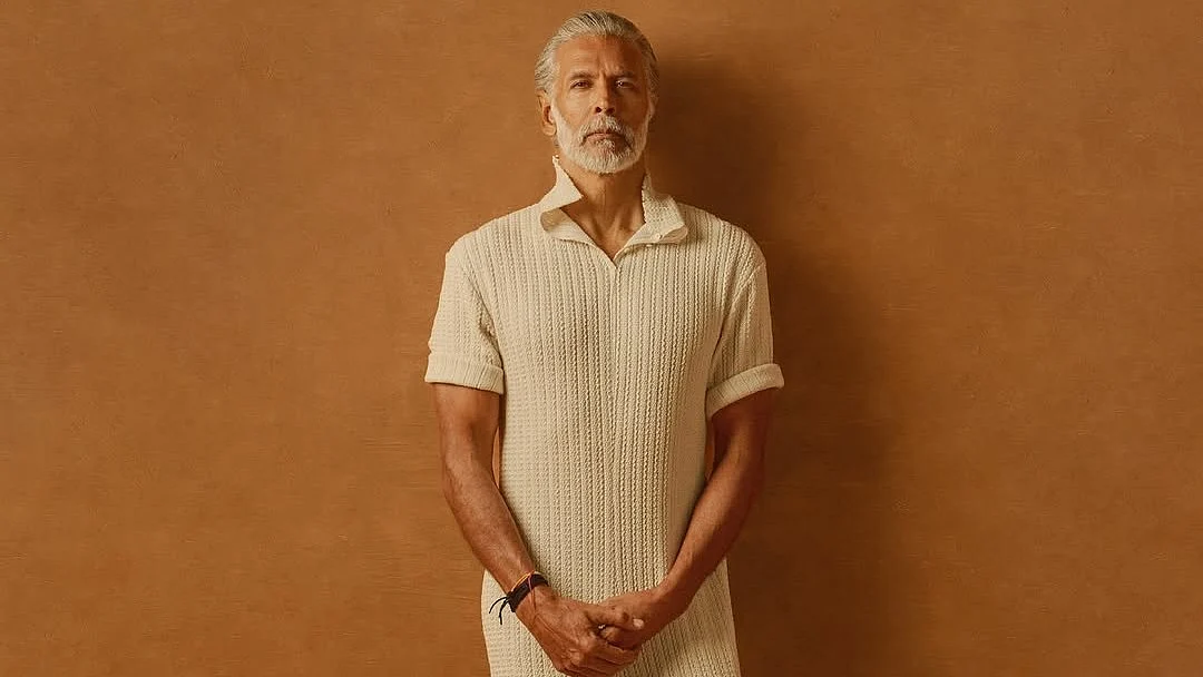 Milind Soman stuns in a long dress for recent photoshoot | Image Credit: Harper's Bazaar India