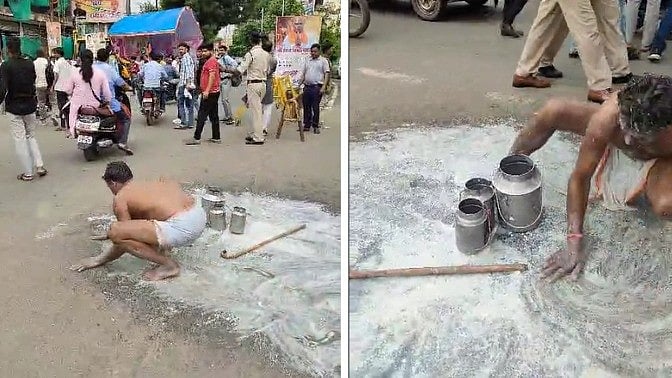 Milkman Spreads Milk On Road, Lies Outside Hero Honda Showroom After Bike Service Delay (WATCH)
