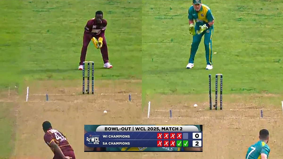 WCL 2025: West Indies Champions vs South Africa Champions Thriller Match Ends In Nostalgic Bowl-Out; Video 