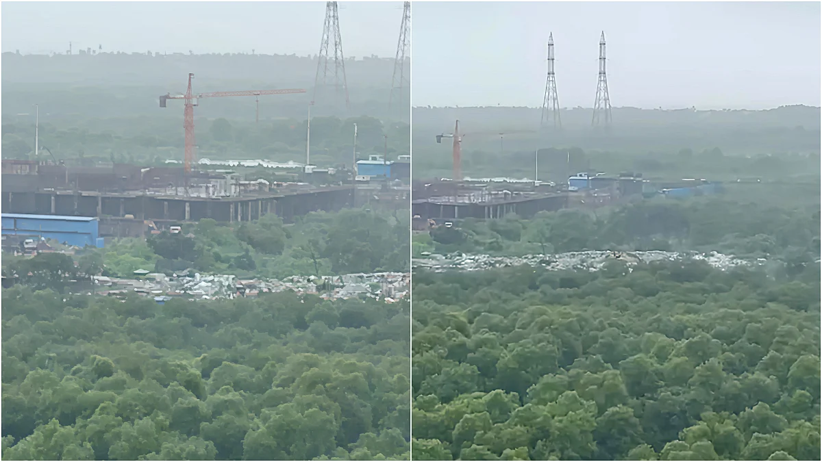 Illegal dumping on mangrove land, Lokhandwala back road