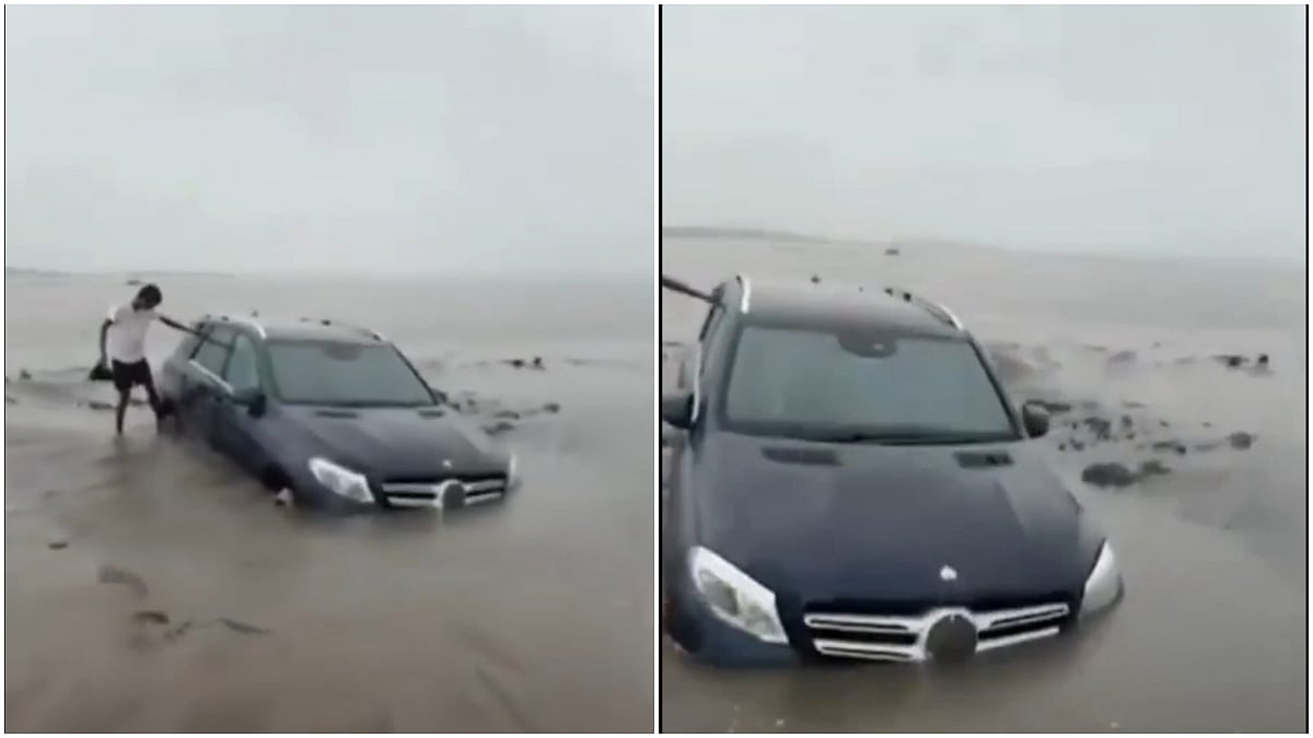 Mercedes Stunt Gone Wrong! Luxury SUV Gets Stuck In Sand At Dumas Beach In Gujarat's Surat - WATCH