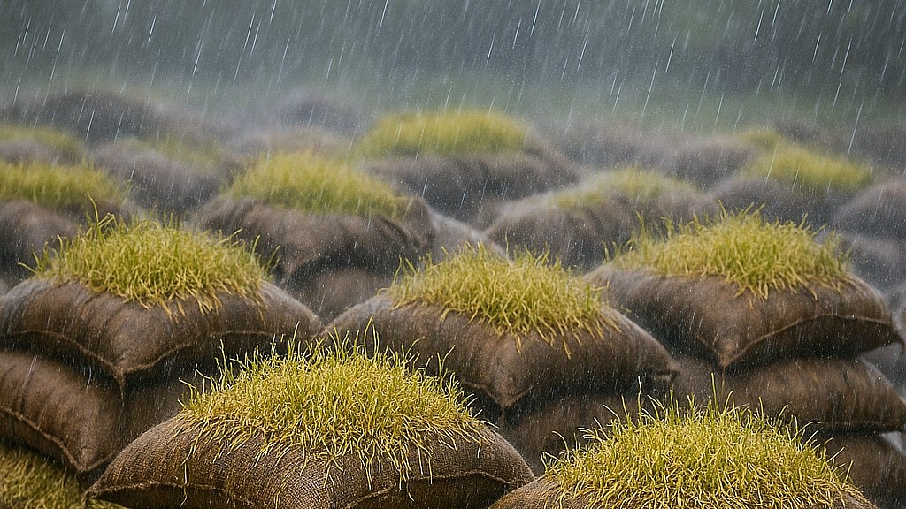 Hundreds Of Rice Bags Rot, Sprout In Open Storage Due To Rain In Madhya Pradesh's Shahdol 