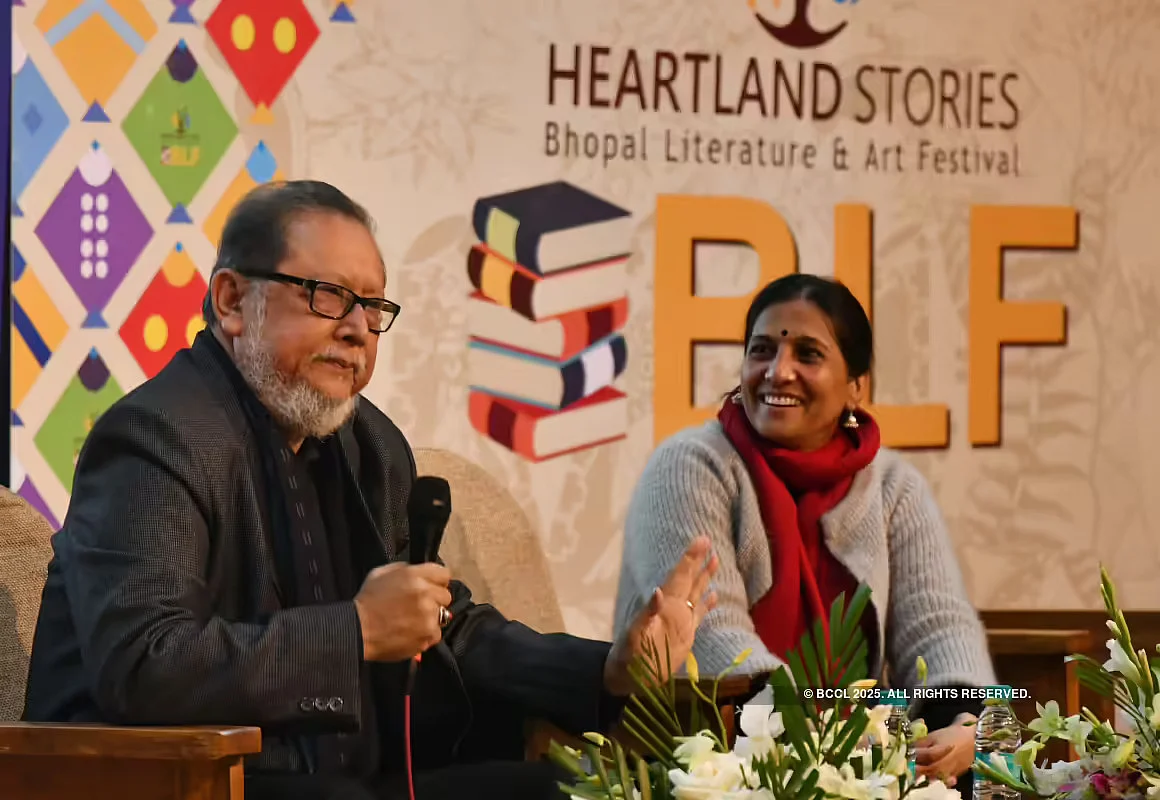 Theatre doyen Ratan Thiyam interacts with audience in Bhopal Literature Festival at Bharat Bhawan in 2019.