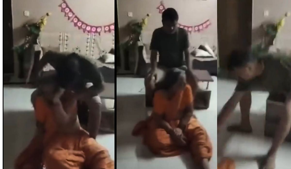 Son Assaults Elderly Mother in Kota, Rajasthan; Video Goes Viral