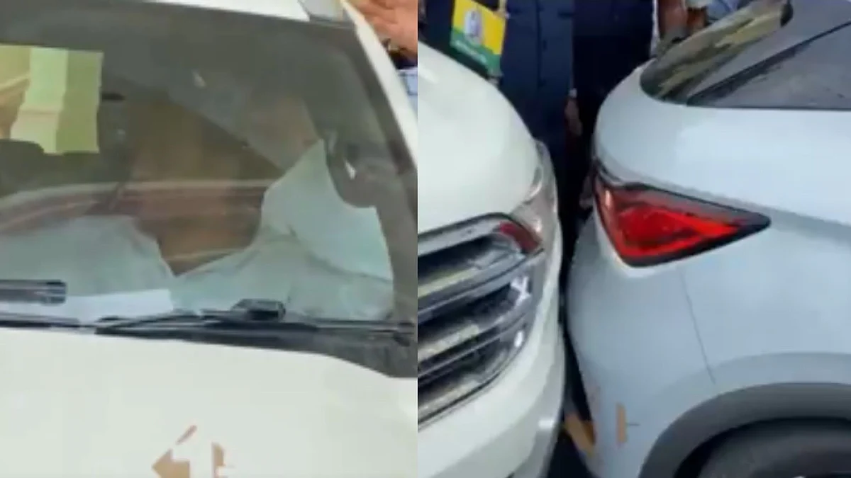 Watch: Bihar Deputy CM Samrat Choudhary's Car Collides With Tejashwi Yadav's Vehicle At Assembly