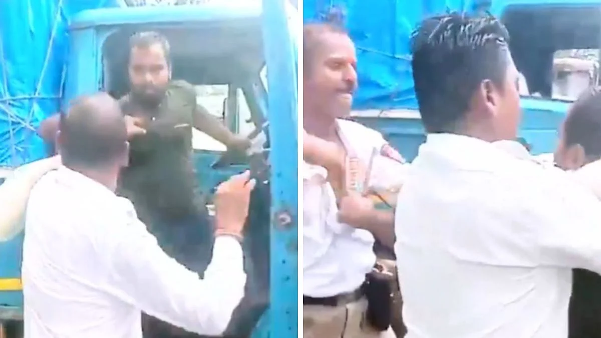 Thane Road Rage: Tempo Driver Held For Assaulting Traffic Cop In Bhiwandi; Video Viral 