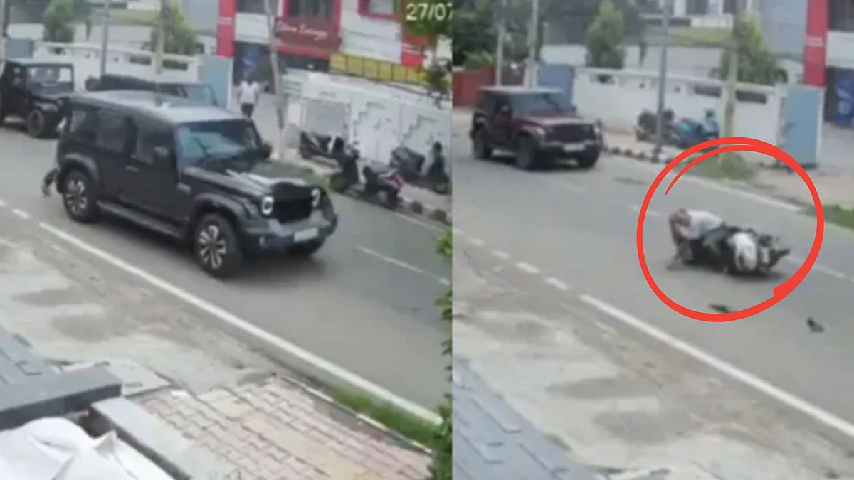 Jammu Road Rage Video: Thar Driver Deliberately Rams Into Elderly Man After Hitting His Scooter
