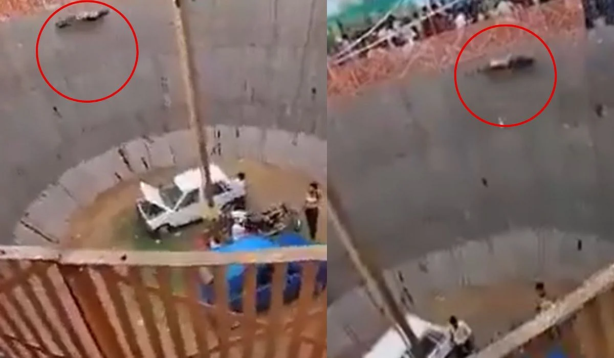 UP: Youth Falls From 15Ft While Performing 'Maut Ka Kuan' Stunt, Bike Continues To Run (VIDEO)