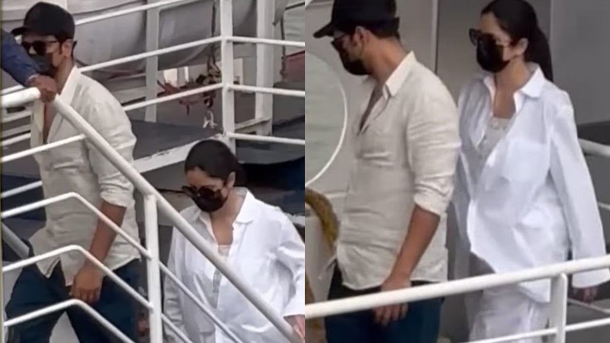 Vicky Kaushal-Katrina Kaif Head To Alibaug; Actress' Oversized Shirt Makes Netizens Wonder If She Is Pregnant (Watch)