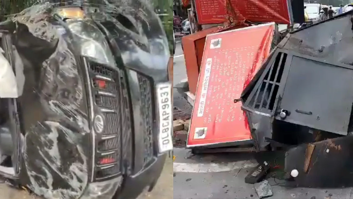 Speeding Mahindra XUV 500 Crashes Into Temple After Hitting Several Vehicles In Noida, Disturbing...