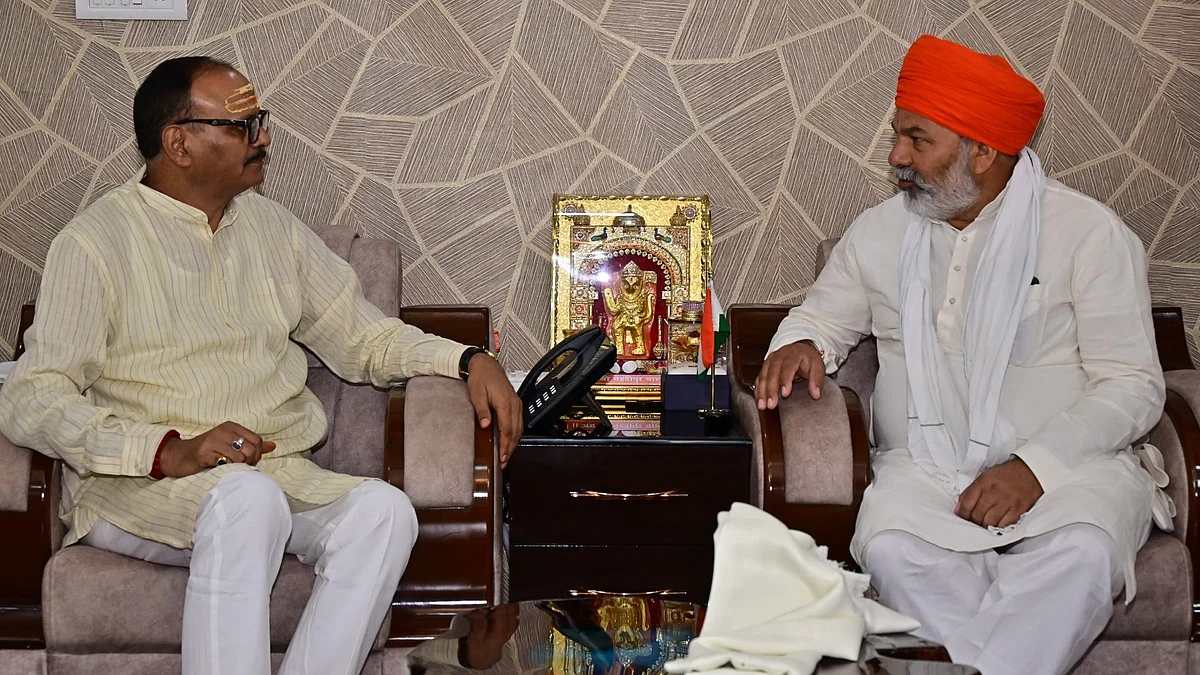 Farmer Leader Rakesh Tikait’s Meet With UP Deputy CM Brajesh Pathak Sparks Buzz Ahead Of 2027...