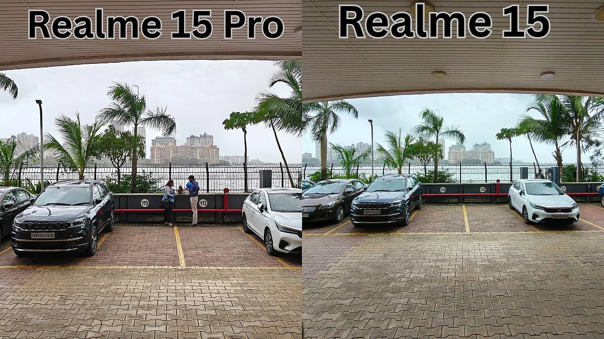 Realme 15 Pro (left) vs Realme 15 (right) camera samples, taken two minutes apart