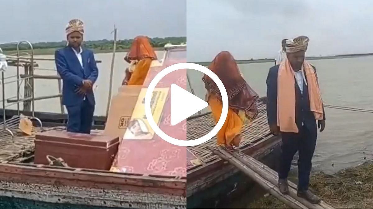 Bihar Groom Ditches Luxury Car And Takes Boat To Reach Wedding Destination Amid Heavy Floods In Bhagalpur | X @news4nations