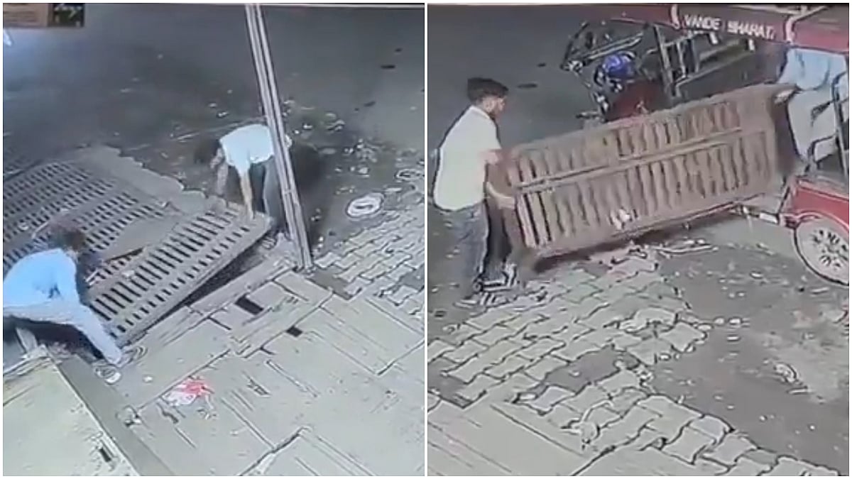 Bizarre! Thieves Caught On Camera Stealing Sewer Cover In UP's Ghaziabad; WATCH