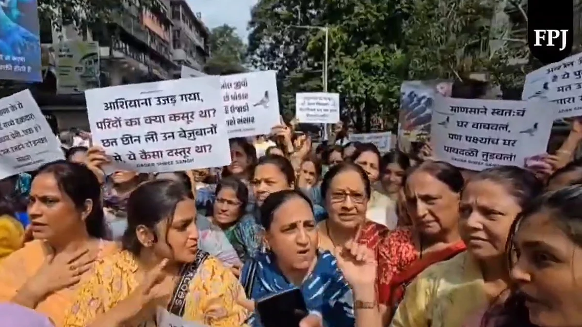 Mumbai: Jain Community Protests In Colaba Against BMC Crackdown On Kabootar Khanas