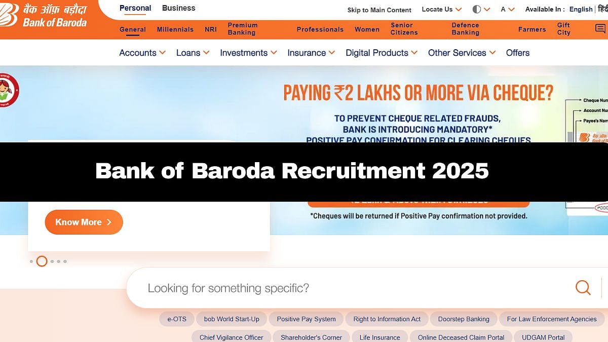 Bank of Baroda Recruitment 2025 | bankofbaroda.in