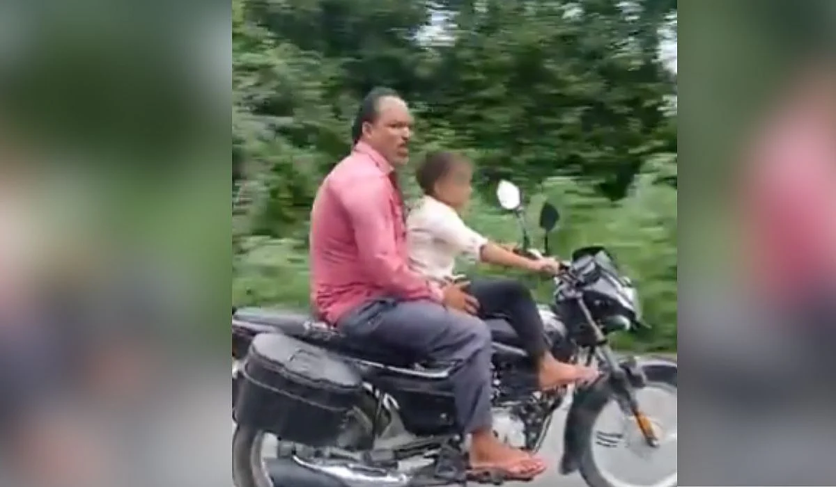 7‑Year‑Old Forced to Ride Bike | X/@IndiaNewsUP_UK