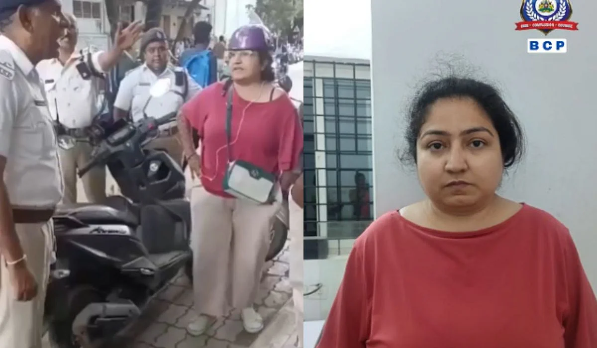 Bengaluru Police Arrests Woman Who Hurled Abuses At Traffic Cops | X/@BlrCityPolice