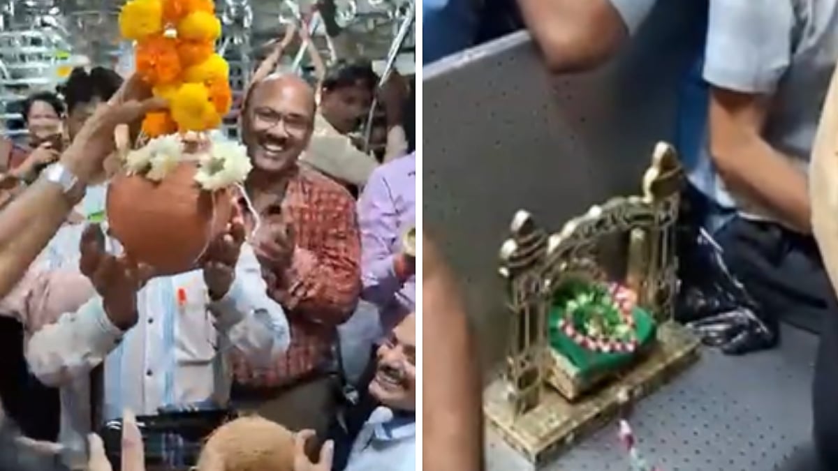 Dahi Handi 2025: Mumbai Local Train Turns Into Moving Temple As Commuters Celebrate Janmashtami | VIDEO | FPJ| Salman Ansari
