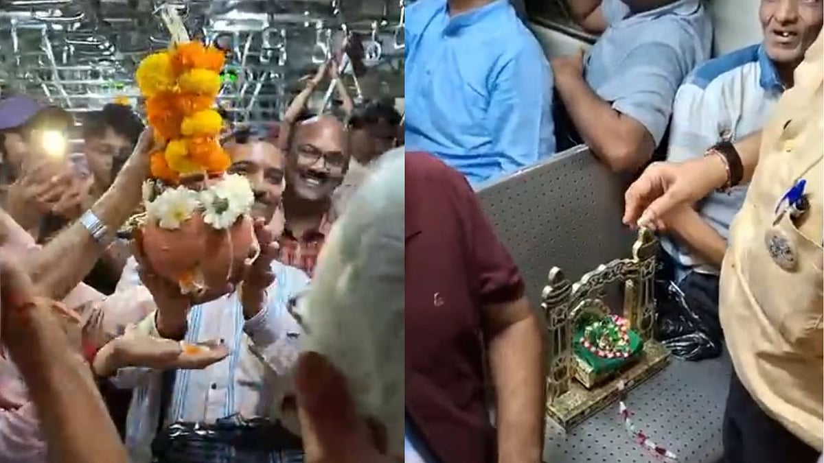 'Spirit Of Mumbaikars': Commuters Celebrate Janamashti Inside Crowded Local Train (Viral Video)