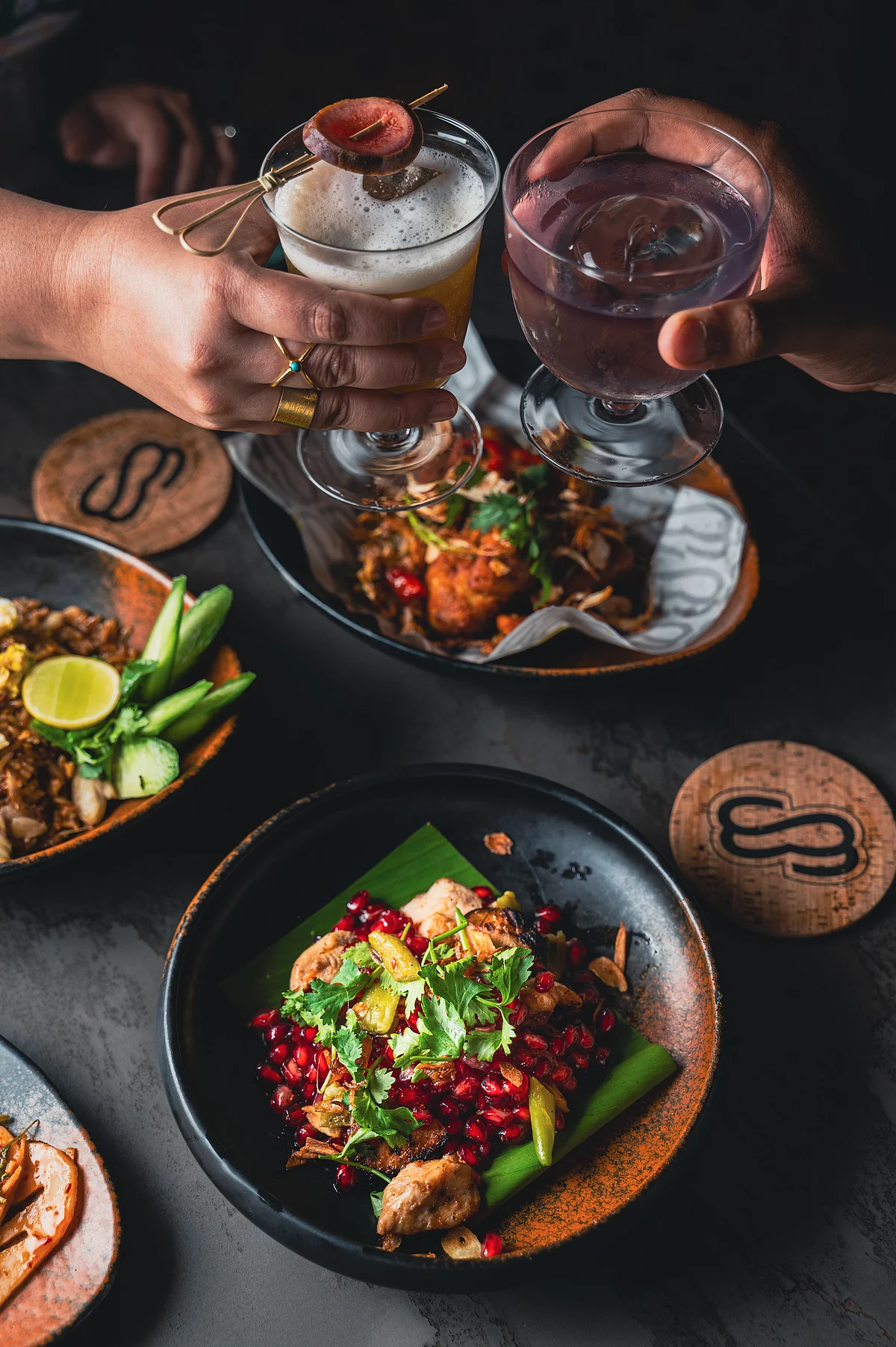 food Grilled chicken and cocktails