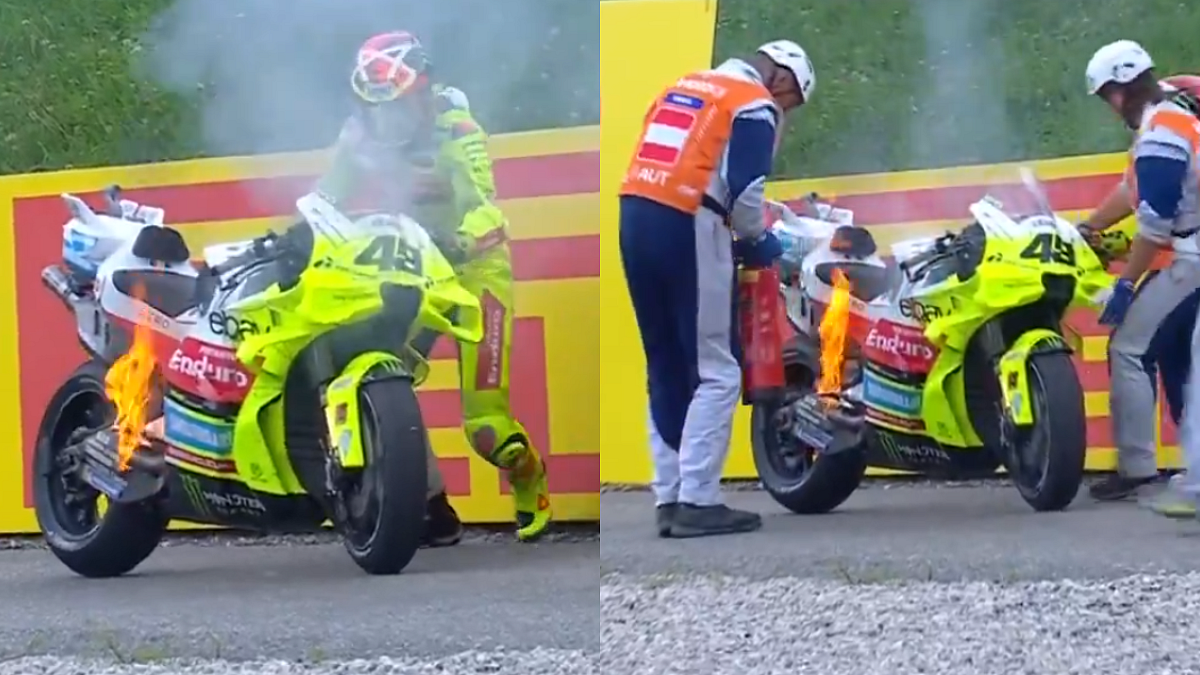 Scary Scenes At MotoGP! Fabio Di Giannantonio's Bike Catches Fire Mid-Race During Austrian GP; Video...