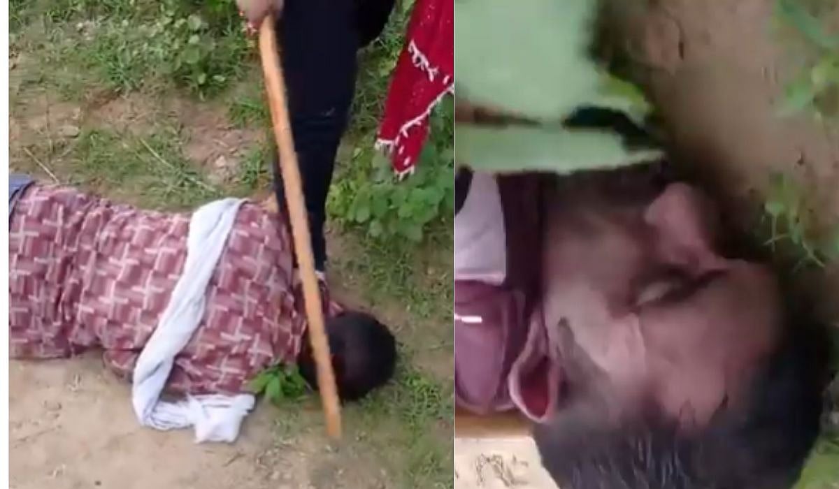 Woman Puts Foot On Face Of Man She Met On Instagram, Thrashes Him With Stick; Accomplices Kick Him In UP's Bijnor – VIDEO