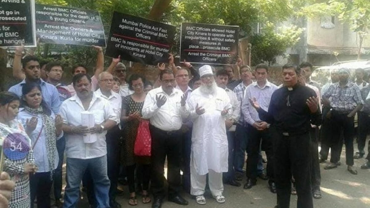 Family members of the victims at a protest