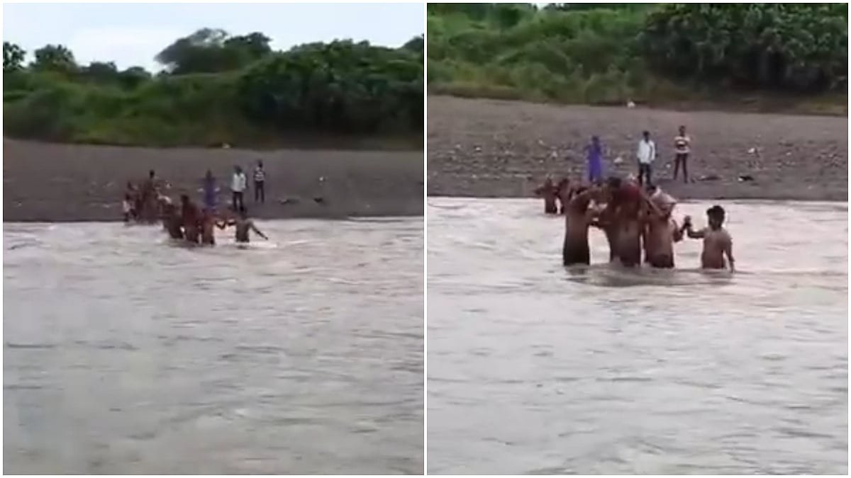 Telangana Medical Apathy: Villagers Carry Severely Ill Woman On Shoulders To Cross Swollen Stream To Reach Hospital; VIDEO