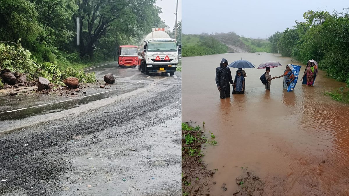 VIDEOS: Boulders Crash On Mumbai-Nashik Highway In Kasara Ghat; Roads Near Bhavali Dam Flooded