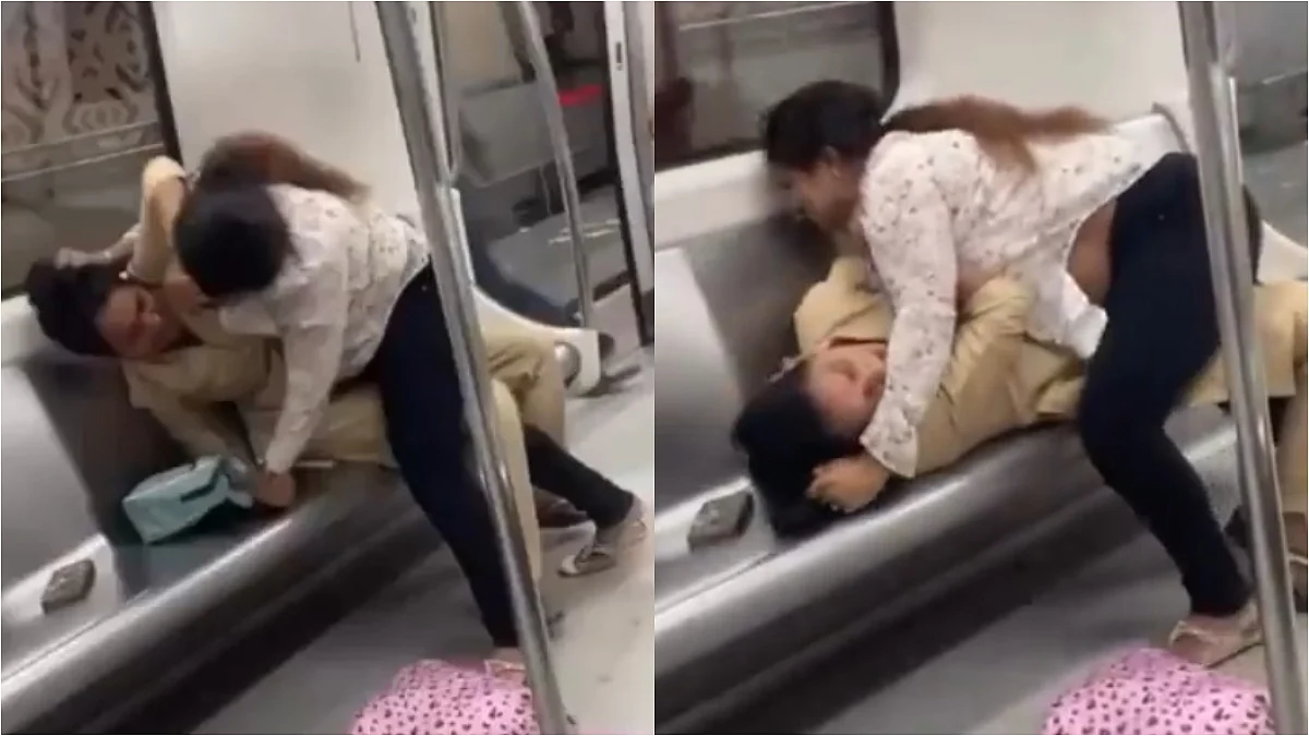 VIDEO: Fierce Fight Breaks Inside Delhi Metro, Women Caught Pulling Hair Allegedly Over Seat Dispute...
