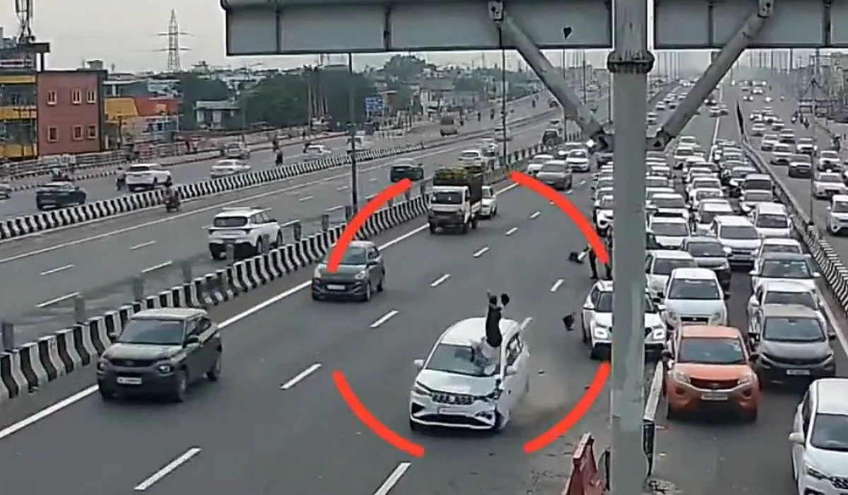 Caught On Camera: Traffic Police Flung Into Air After Speeding Ertiga Car Rams Into Him At...