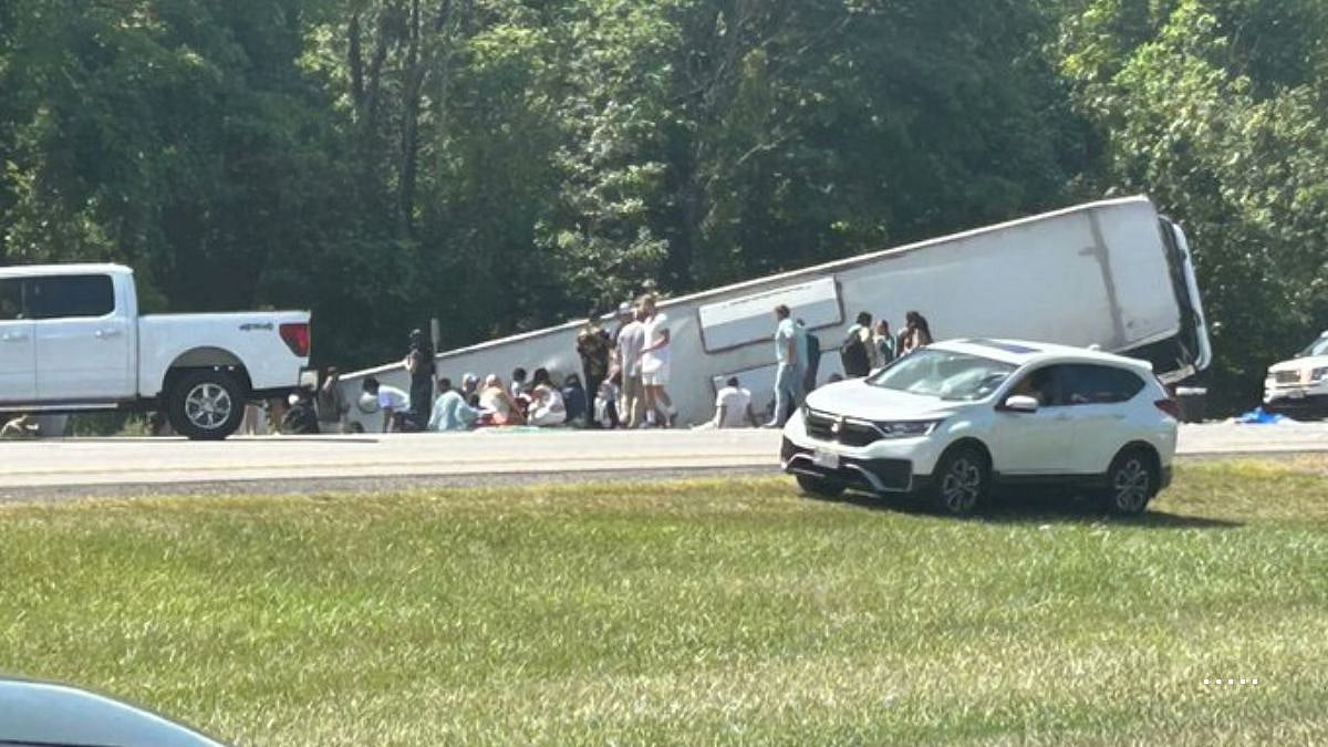A tour bus returning to New York City from Niagara Falls with 54 people, including Indians, aboard crashed and rolled on its side on an interstate highway, killing five passengers and injuring many others, authorities have said. | X @InstaBharat