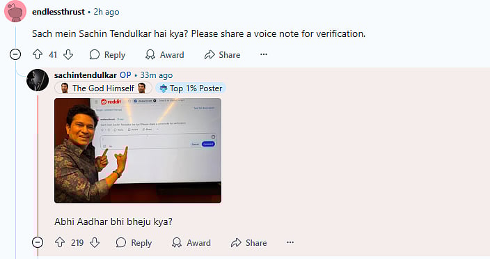 Sachin Tendulkar engages in a Q&A session with fans on Reddit.