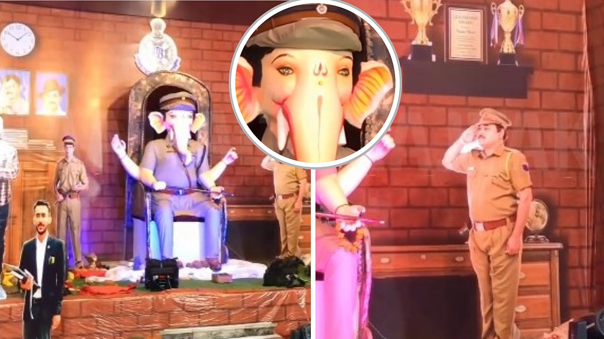 WATCH: Jabalpur Welcomes Unique 'DGP Bappa' Idol; Devotees Line Up For Pics & Reels