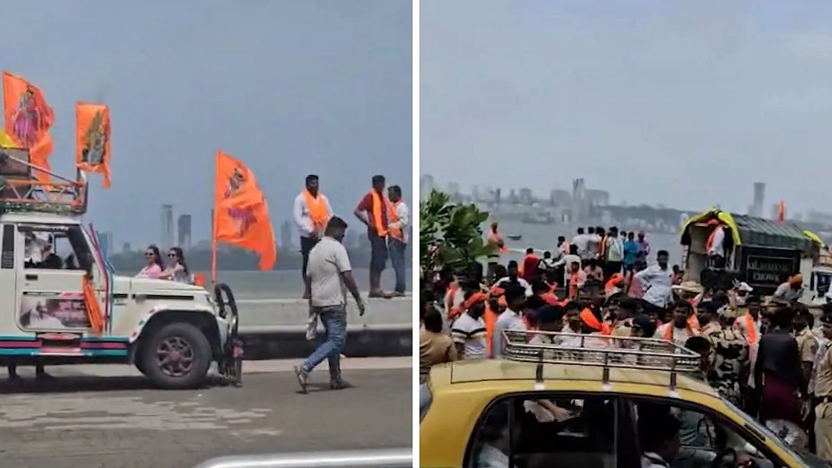 Maratha Reservation Protest Day 4: Agitators Throng Mumbai's Marine Drive, Park Vehicles 'Illegally' On Promenade; Vehicular Traffic Blocked | Video