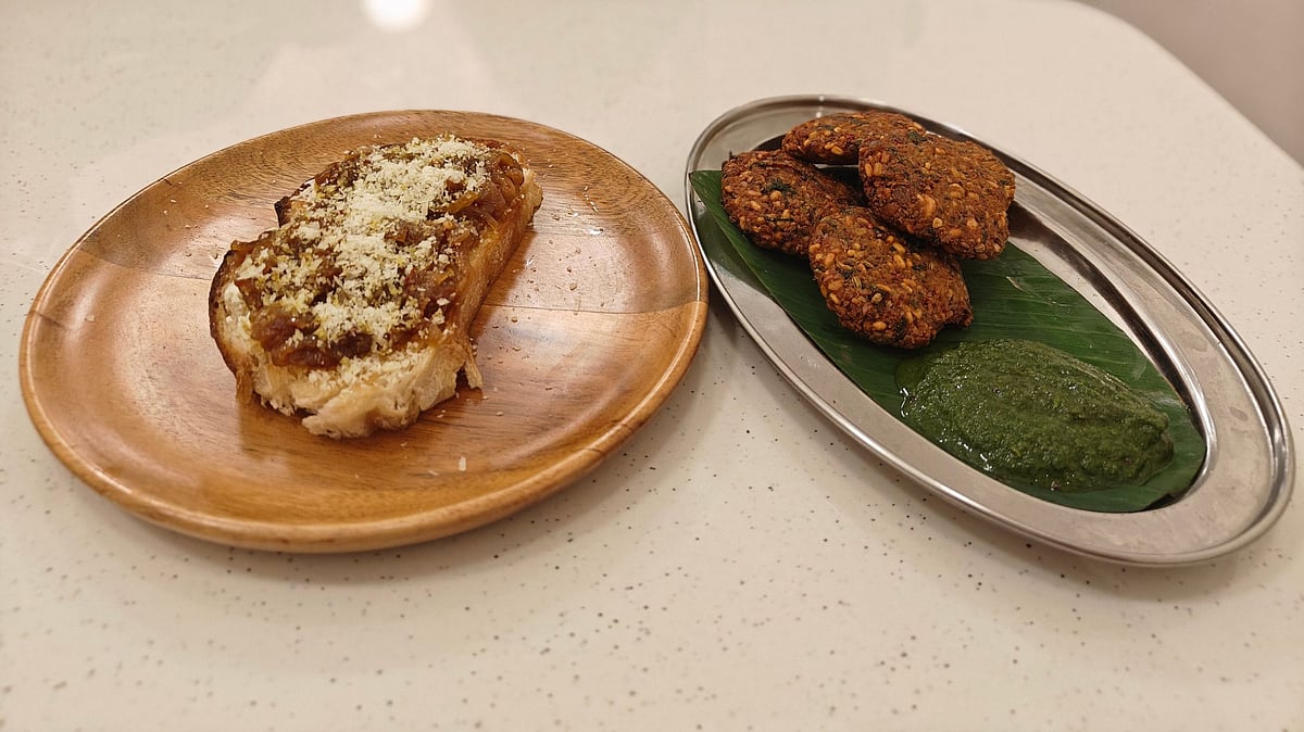 Sambal and Shallots on Toast and Dal Vada