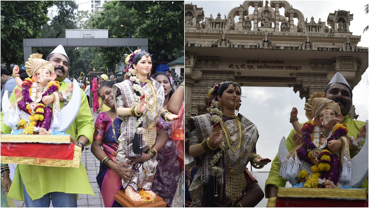 Devotees gathered at Shivaji Park Chowpatty for the Seven days Gauri Ganpati immersion in Mumbai