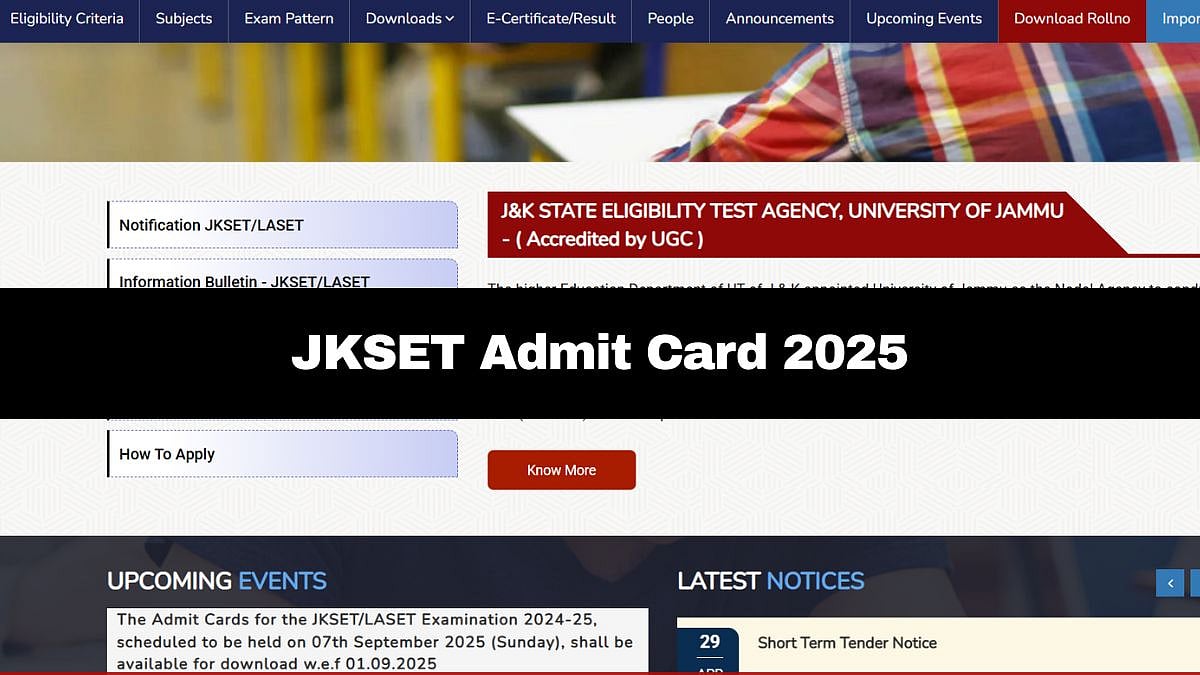 JKSET Admit Card 2025 Out; Here's How To Download