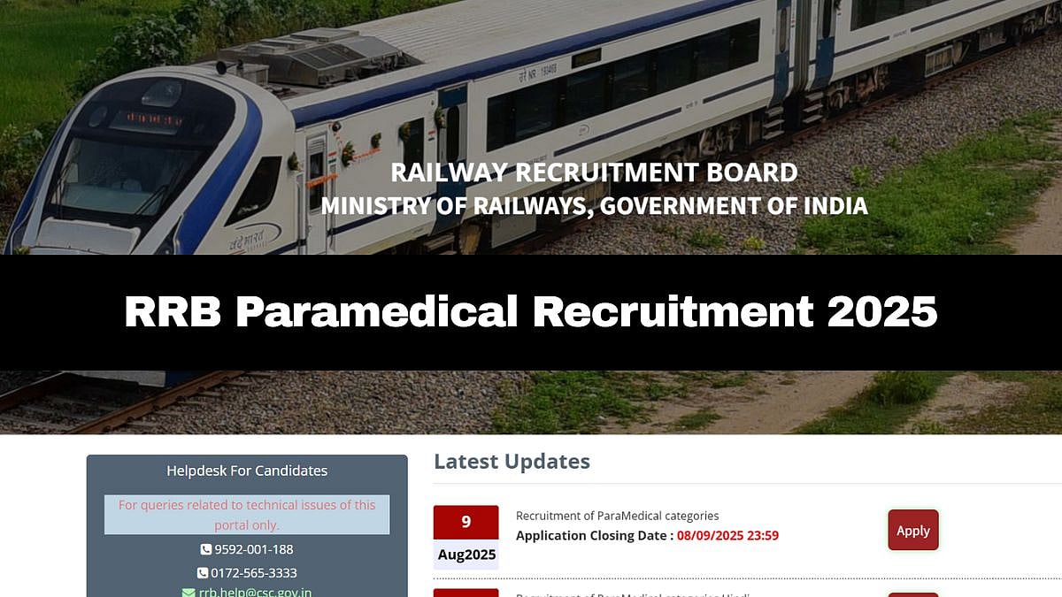 RRB Paramedical Recruitment 2025 | rrbcdg.gov.in 