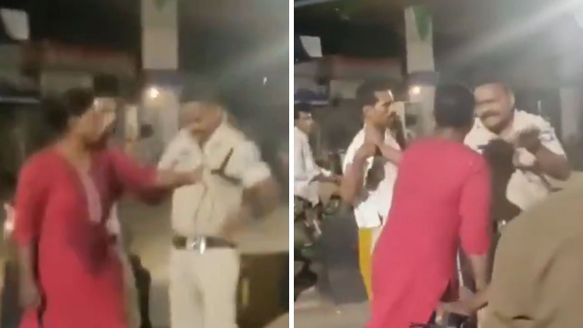 Vijaywada Viral Video: On-duty Drunk Traffic Police Constable Allegedly Mishbehaves With Woman, Clashes With Cop; Both Suspended