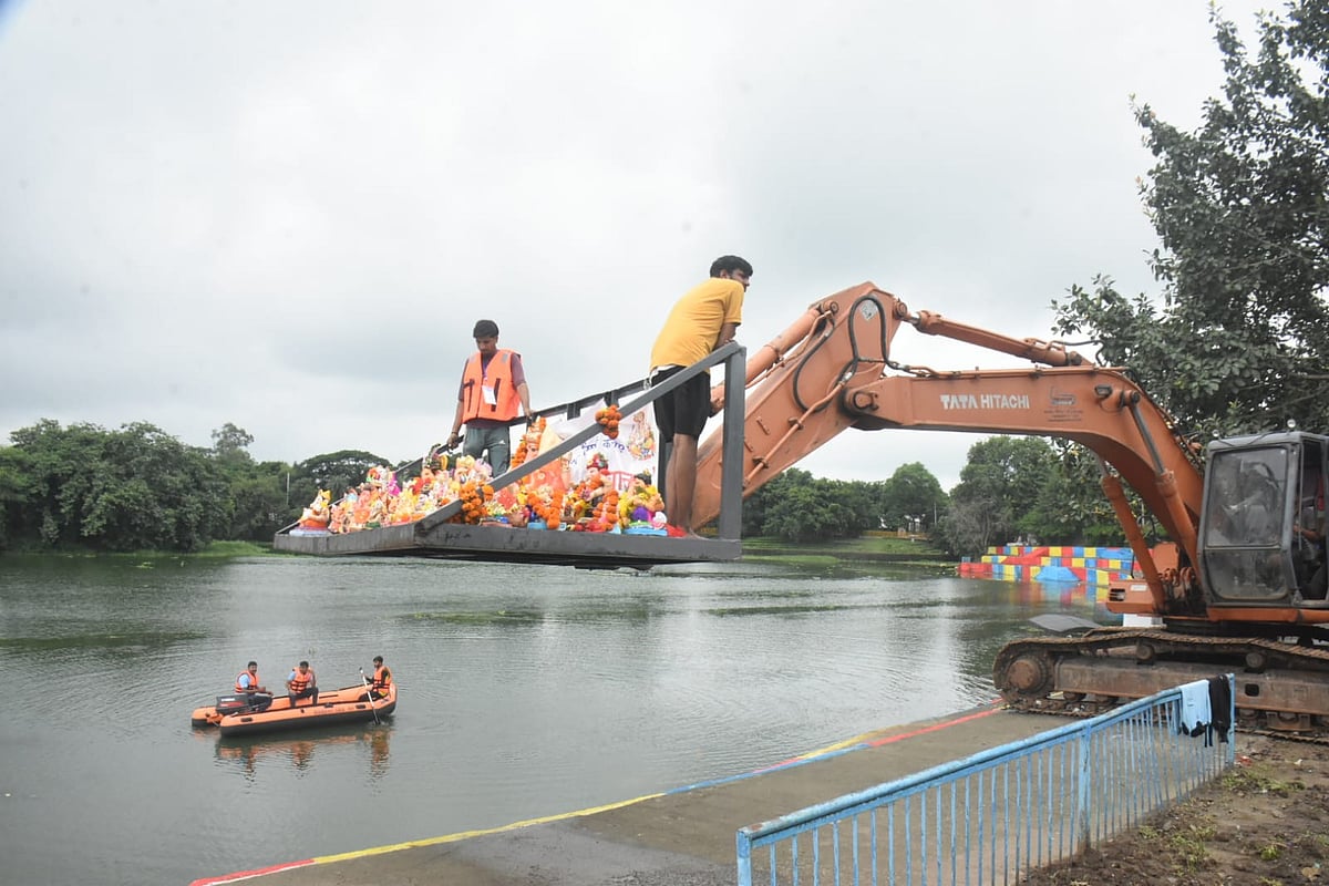 A glimpse of immersion at city's Prempura Ghat