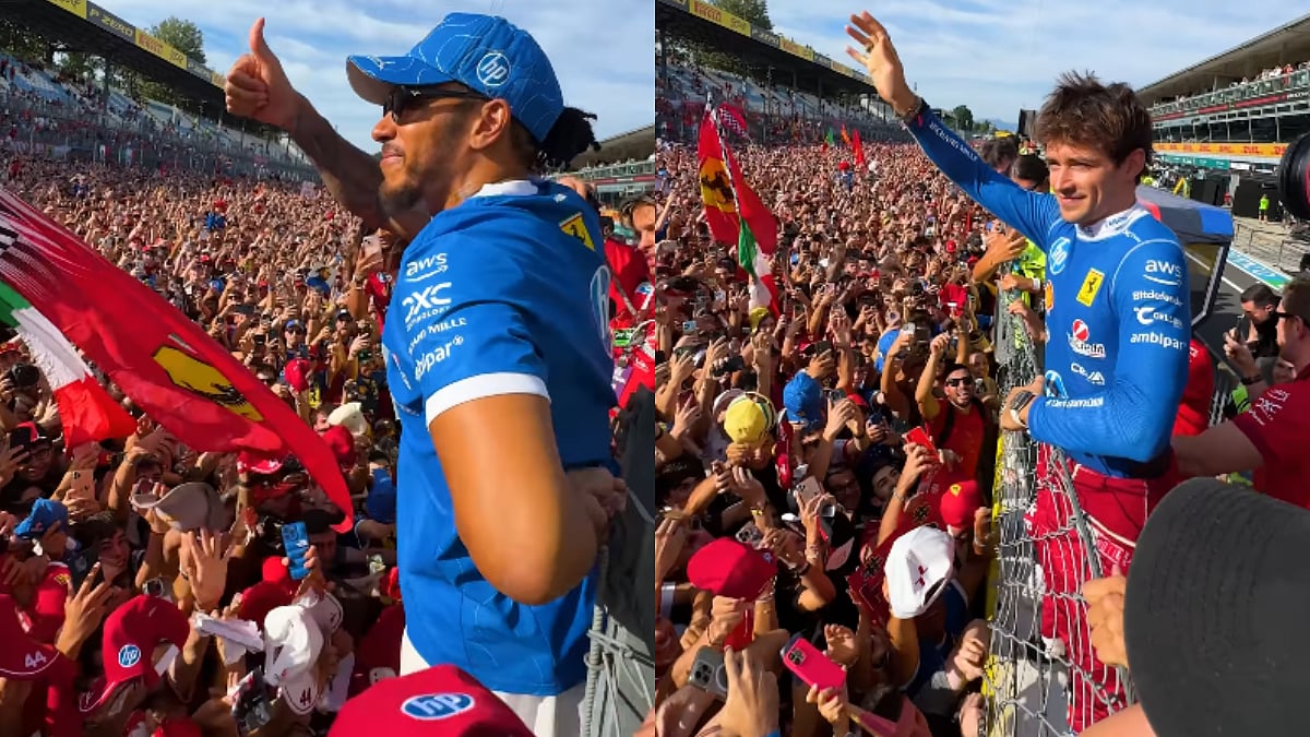 Formula 1: Ferrari's Star Duo Lewis Hamilton & Charles Leclerc Climb Fence To Greet Tifosi After...