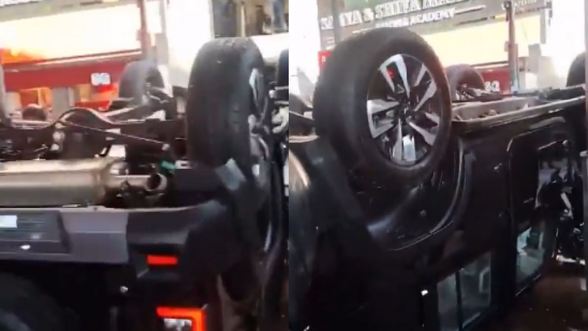 'Lemon Under Tyre': Woman Crashes Mahindra Thar Out Of Delhi Showroom - VIDEO
