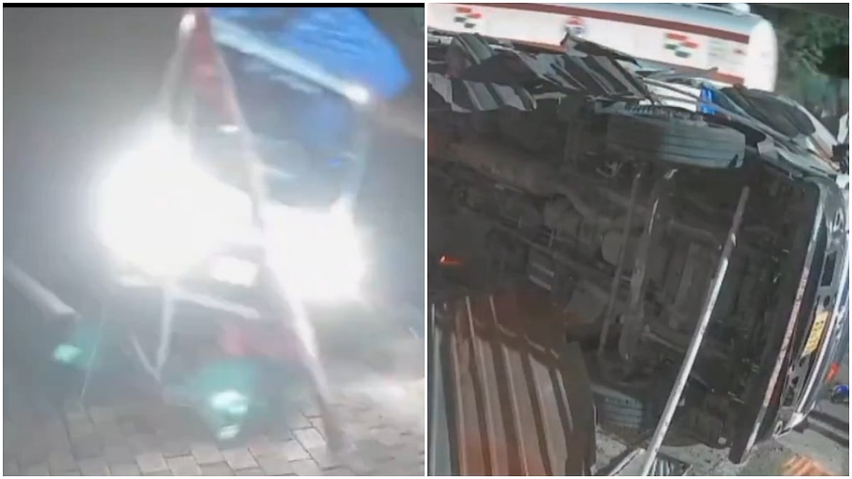 Kannur Accident Video: Goods Lorry Overturns After Crashing Into Roadside Shop, Driver Survives With Minor Injuries