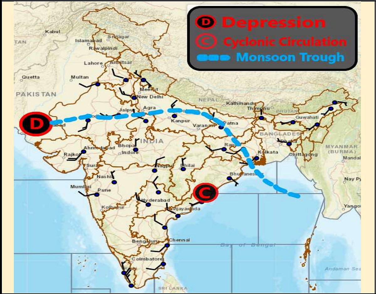 Weather systems affecting Madhya Pradesh at present.