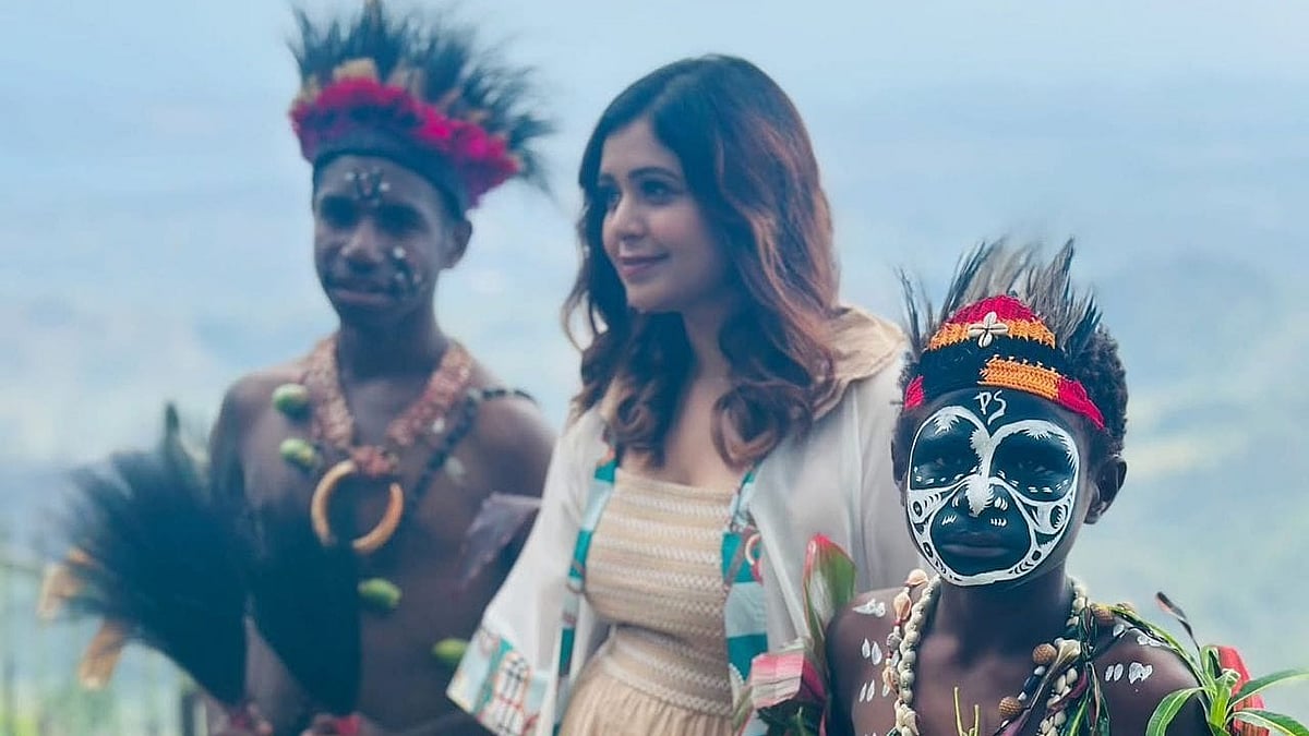 Ritabhari with the Papua New Guinea tribal community who are also part of the film