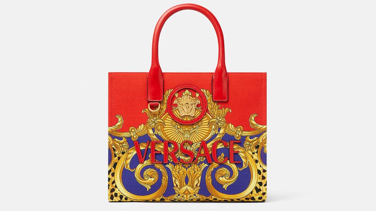 Versace Cheetah Barocco La Medusa Small Tote Bag