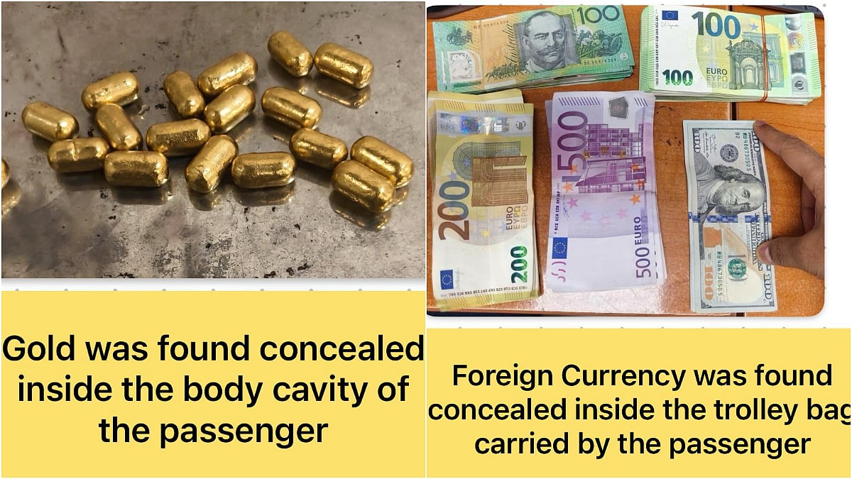Mumbai Airport Customs seized 24 Kt gold, foreign currency, and diamond-studded ornaments in two separate smuggling cases