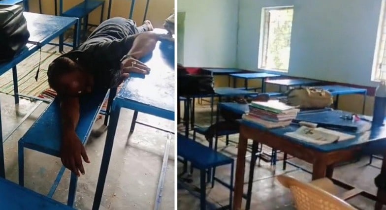 Teacher Caught Peacefully Sleeping In Classroom In MP's Chhatarpur; Video Viral